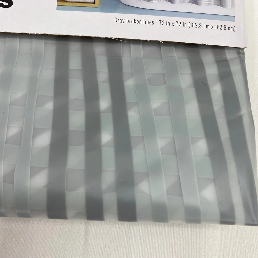 Room Essentials PEVA Shower Curtain Gray Broken Lines Standard Top 72